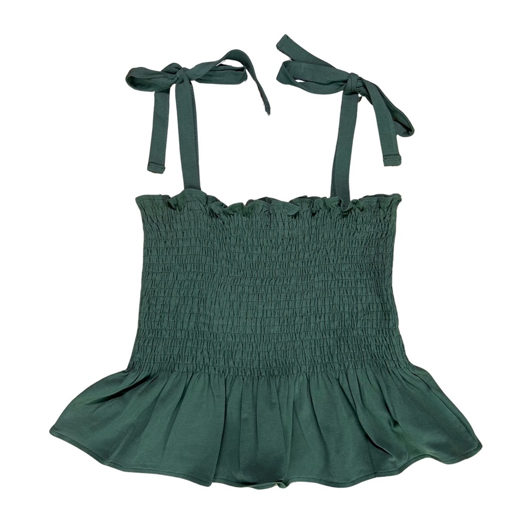 H&M Green Smocked Peplum Tank Top